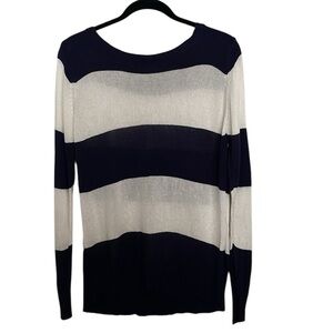 Italian navy white striped long sleeve knit top made in Italy